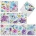 The Best Card Company - 10 Boxed Note Cards with Flowers - Blank Assorted Floral Notecards Bulk (4 x 5.12 Inch) - Cool Blossoms M1708BN