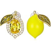 Soumimi Lemon Earrings with Crystal Hypoallergenic Cute Lemon Jewelry Gift for Women