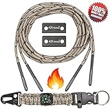 A2S Hiker Survival Kit: Paracord Fire Starter Laces - Can Save Your Life - Compass, Key Chain, Emergency Whistle, Carabiner - Hiking Survival Gear in a Gift box