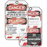 Accuform Lockout Tags, Pack 25, Bilingual Danger