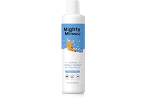 Mighty Meow Soothing Hypoallergenic Cat Shampoo – Easy at-Home Cat Grooming | Deodorizes | Gentle & Anti-Itch | Natural & Allergy-Safe Cat Shampoo Sensitive Skin – Fragrance Free | 9 fl oz
