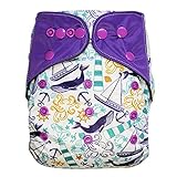 EcoAble Baby Charcoal Bamboo All-In-One AIO Cloth Diaper w/ Pocket, Size 10-30Lb (Lighthouse)