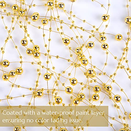 FUTUREPLUSX 60PCS Pearl Strings for Floating Candle, Gold Floating Pearls Beads Vase Fillers for Wedding Table Decor Centerpiece Garland