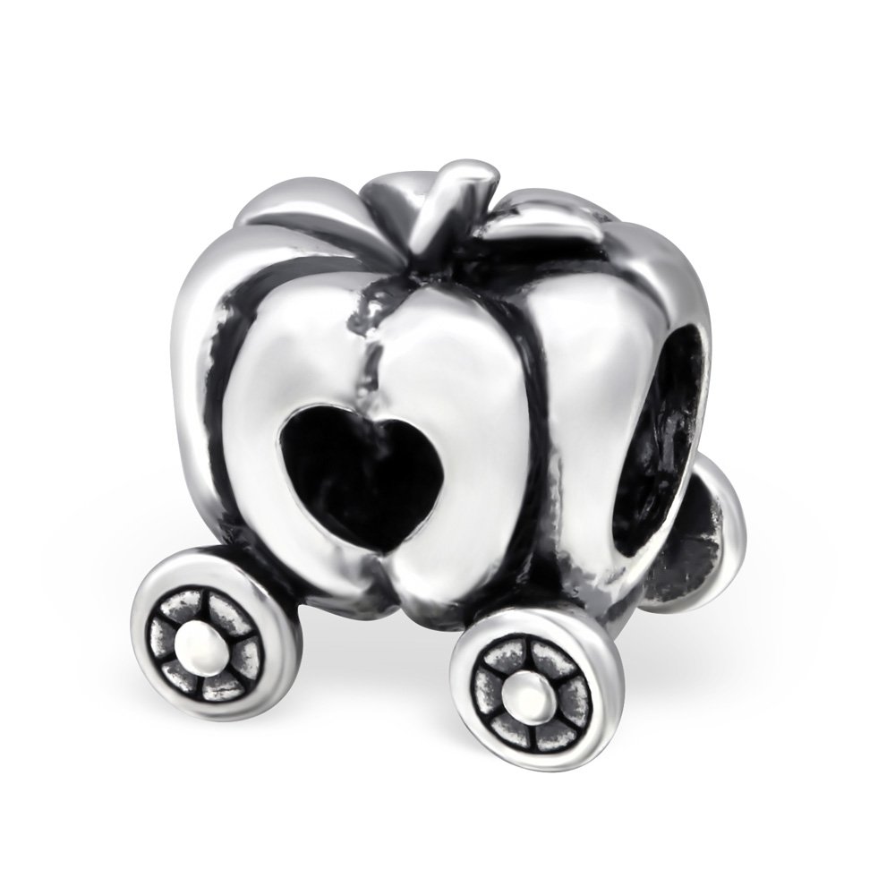 The Rose & Silver Company Women 925 Sterling Silver Pumpkin Carriage Shaped Bead Charm