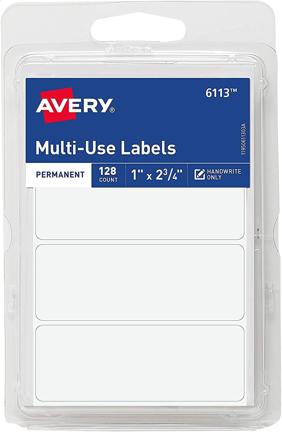 6113 All-Purpose Labels, 1 x 2.75 Inches, White, Pack of 128 2 Pack (128-Count)