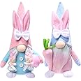 ZTML MS Easter Gnome Bunny - 2Pcs Handmade Swedish Tomte Plush Rabbits with Easter Egg and Carrot, Suitable as Easter Decoration&Household Ornaments&Spring Decor&Girl's Gifts