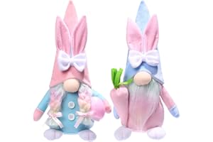 ZTML MS Easter Gnome Bunny - 2Pcs Handmade Swedish Tomte Plush Rabbits with Easter Egg and Carrot, Suitable as Easter Decoration&Household Ornaments&Spring Decor&Girl's Gifts