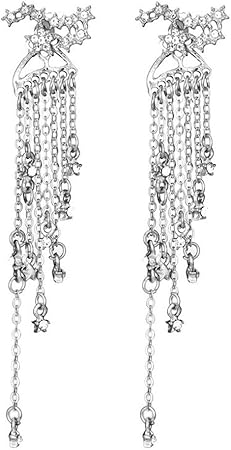 Hunpta At Femme Boucles Doreilles 1 Paire Simple Mode étoile Filante Tassel Boucles Doreilles Pendantes Pour Femme Filles Silver 5