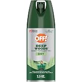 OFF! Deep Woods Dry Insect &amp; Mosquito Repellent Bug Spray, 2.5 oz | Aerosol Spray, 25% DEET Formula, Non-Greasy, Long Lasting Protection from Mosquitoes, Ticks, Biting Flies, Gnats, Chiggers