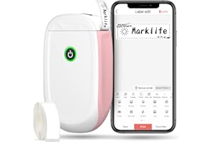 MARKLIFE Label Maker Machine with Tape Barcode Label Printer - Mini Portable Bluetooth Thermal Labeler for Address Clothing Jewelry Retail Barcode Small (Pink, 1 Printer+1 Tape)
