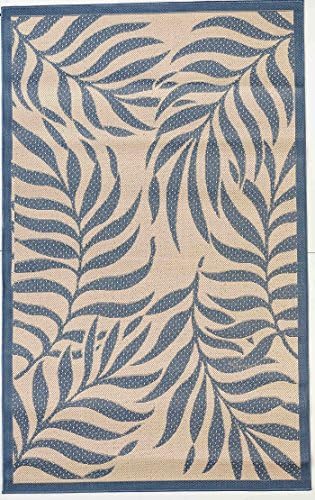 Outdoor Mats Flatweave Indoor Outdoor Rugs with Contemporary Tropical Design Area Rugs Patio Rug Flooring Carpets 5x8 (4'11''x7'10'', Blue)
