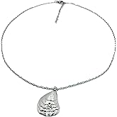 Stainless Steel Shell Pendant Necklace with Adjustable Chain, Silver, 45+5 Inch Length, Delicate Ocean Theme