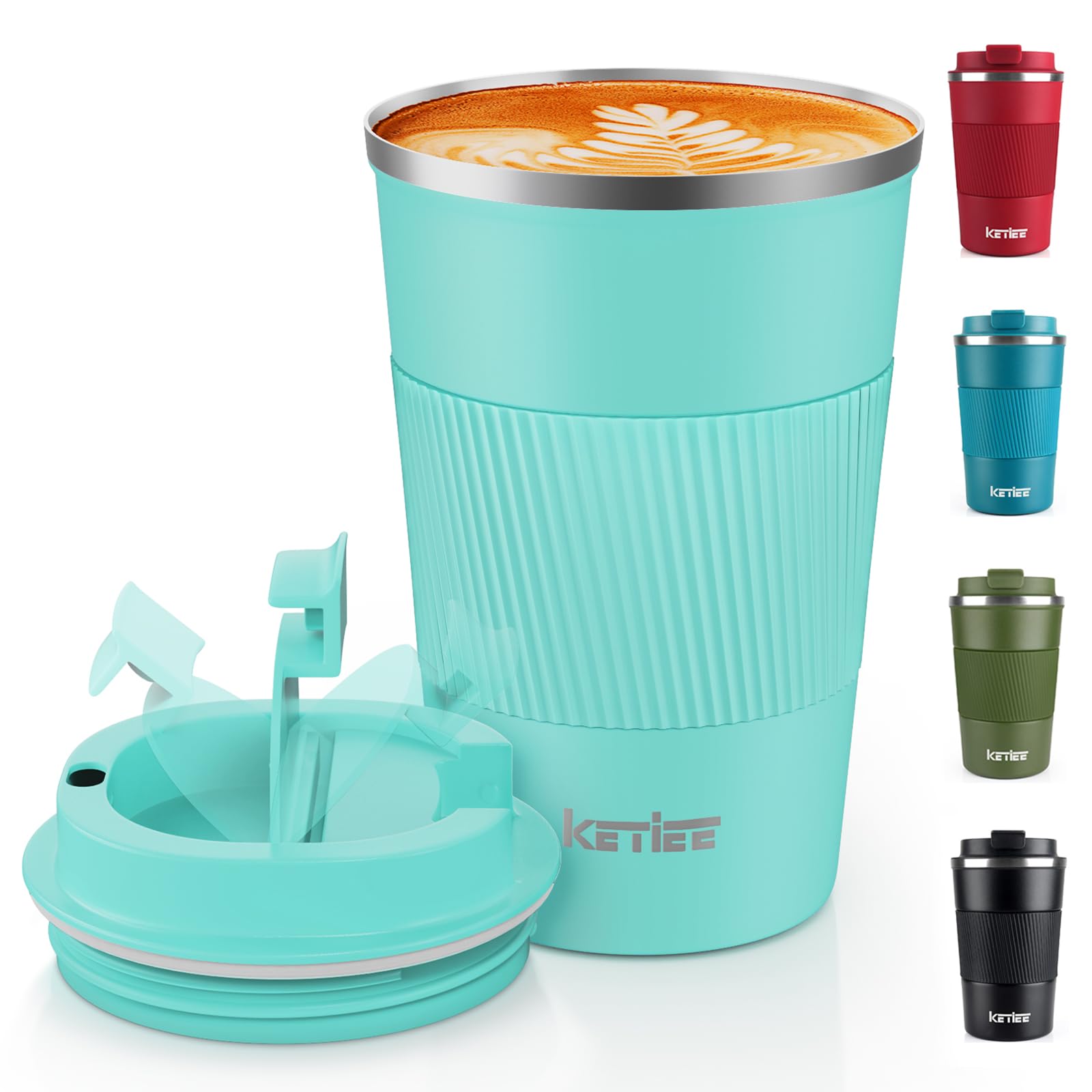KETIEE Travel Mug Coffee Cup Stainless Steel 380ml T-Blue — image 1
