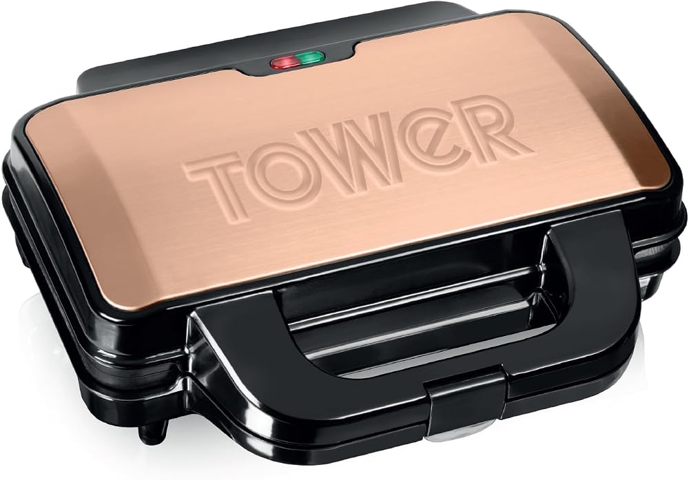 Tower Deep Filled Sandwich Maker 900W Rose Gold T27031RG Non-Stick