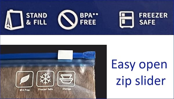 EARNEST PILGRIM QUART FOOD STORAGE FREEZER ZIPPER BAG, EASY OPEN ZIP SLIDER