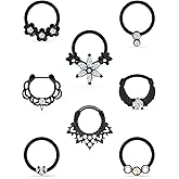 Oicctyzio Septum Nose Rings Daith Earrings 16g Clicker Piercing Jewelry Hypoallergenic Multicolor Surgical Steel for Women Men