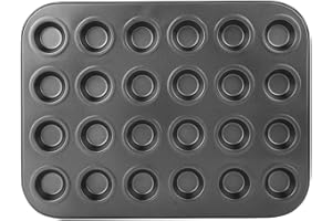 Stainless Steel Non Stick Baking Pan 24 Cups Durable Carbon Steel Egg Tart Muffin Cake Pan for Home Bakers Black 35.3x26.7x2c