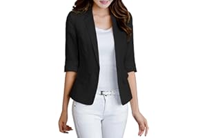 Mina Self 2025 Women's Summer Linen Blazer 3/4 Sleeve Lightweight Fully-Lined Slim Elegant Casual Work Jacket with Pockets