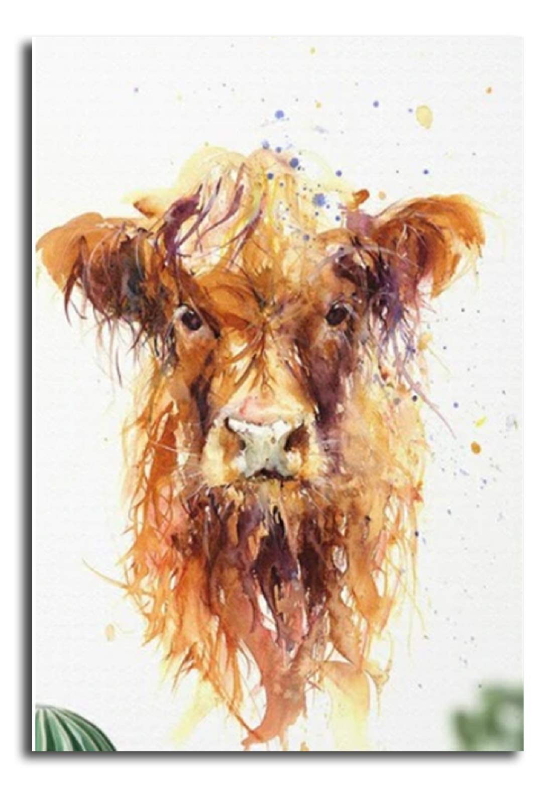 Shukqueen Paint by Number Cow, DIY Oil Painting for Adults, Beginner's, 16X20 Inch, Frameless