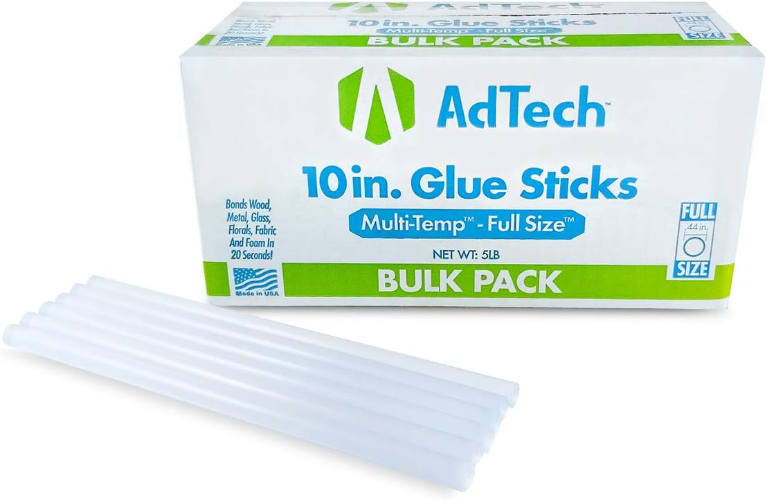 AdTech 220-115-5 10 Inch Hot Sticks Full-Size Multi-Temp 5-lb BOX All-Purpose Glue Sticks-7/16 X10 5 Pound, Clear -