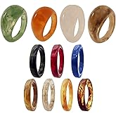 PPX 11 Pcs Resin Rings - Acrylic Chunky Aesthetic Trendy Colorful Cute Stackable jewelry, Bulk Statement Dome Thick Rings