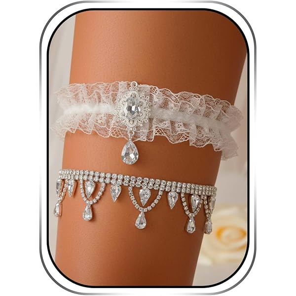 Campsis Sparkly Rhinestone Wedding Garter With Pearls & Feather  Bride's  Keepsake Leg Garter Rhinestone Pearl Garter Bride