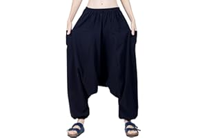 CandyHusky 100% Cotton Hippie Gypsy Boho Baggy Pants Harem Pants for Men Women Yoga Pants Aladdin Pants One Size Fits Most