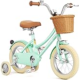 67i Girls Bike 12 14 16 18 20 Inch with Basket &amp; Bell | Retro Kids Bicycle with a Steel Frame, Basket, Bell, Adjustable Seat, Training Wheels on 12-18 Inch &amp; Kickstand on 16-20 Inch