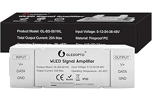 Sogledwow WLED Signal Amplifier Booster DC 5-48V 20A Max 10m 32.8ft Data Wire Extension Flicker-Free LED Strip Enhancer for Digital Controller Addressable RGB IC WS2811 WS2812 SK6812 WS2813 WS2815 etc