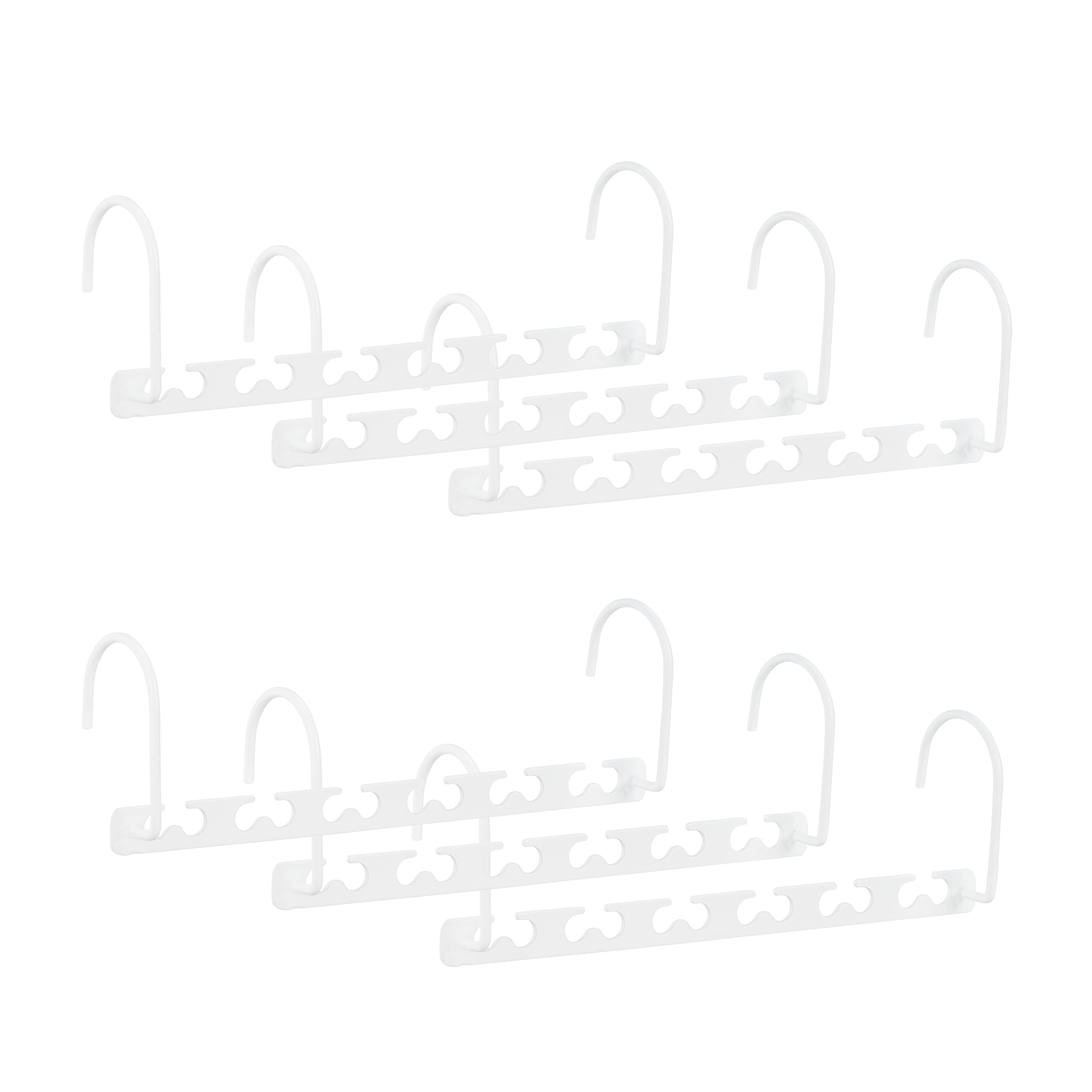 Relaxdays Set of 6 Metal Space-Saving Hangers, Hooks, Closet Organisers for 6 Hangers, 26 cm, White