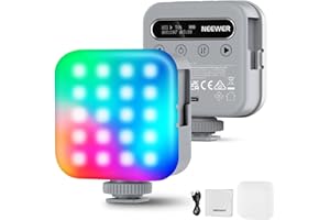 NEEWER Basics Magnetic RGB Video Light, 360° Full Color Portable Small Panel LED Camera Lighting, 2500-9000K CRI96+ 18 Scenes