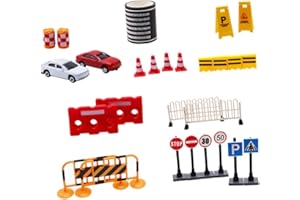 HOOTNEE 27Pcs Mini Traffic Cones Educational Set for Traffic Barricades and Street Signs Room Decor and