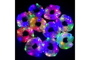 SKTMH 20Pcs LED Scrunchies Hair Bands Light Up Scrunchies Elastic Glow Hairbands Hair Scrunchies with 3 Light Modes for Girls