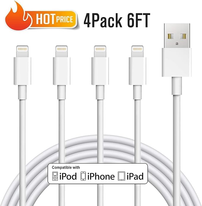 iPhone Charger Cord, 4 Pack 6ft Lightning Cable iPhone Charger Cable