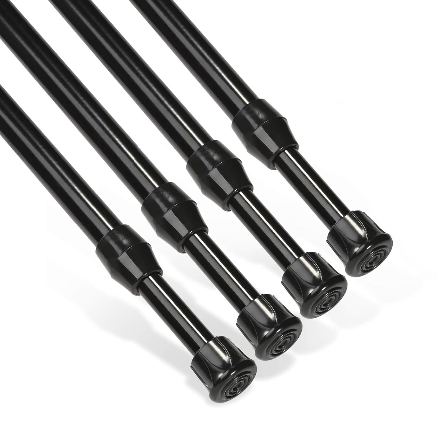 Goowin 4Pcs Tension Rod, 70-120 cm Tension Rods for Windows, No Drilling Rustproof Spring Adjustable Tension Curtain Rod for Doors Windows Wardrobe Bars, Drying Support Rods(Black)