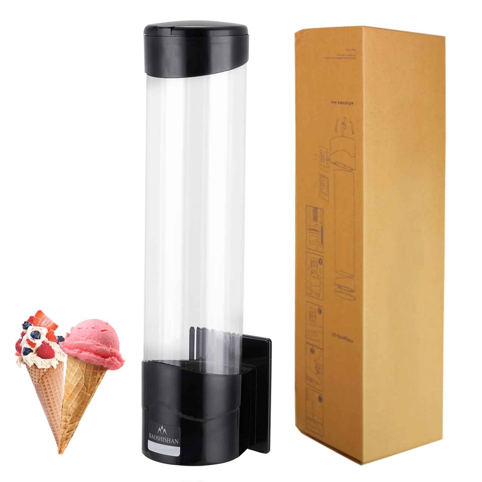 BAOSHISHAN Egg Cone Dispenser Ice Cream Machine Cone Stand Cone Crispy Dispenser Ice Cream Machine Egg Cup Holder Automatic Cup Dropper (black)