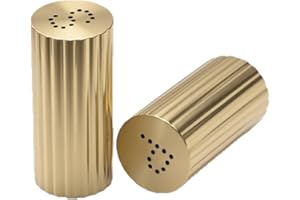 AUNMAS Stainless Steel Salt Shakers Set, 2pcs Metal Seasoning Dispensers with Non Slip Base and Lid for Powder Sugar Chili Co