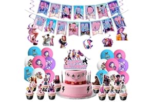 MIANQIONGFENG Demon Hunters Birthday decorations, Party Supplies Birthday Decorations Set，with banner, paper balloons, cake toppers, decor balloons and bac