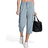 UPGET Women's Cargo Capris Pants,Quick Dry Stretch Hiking Pant with 6 Pockets for Travel Casual Outdoor Walking Camping