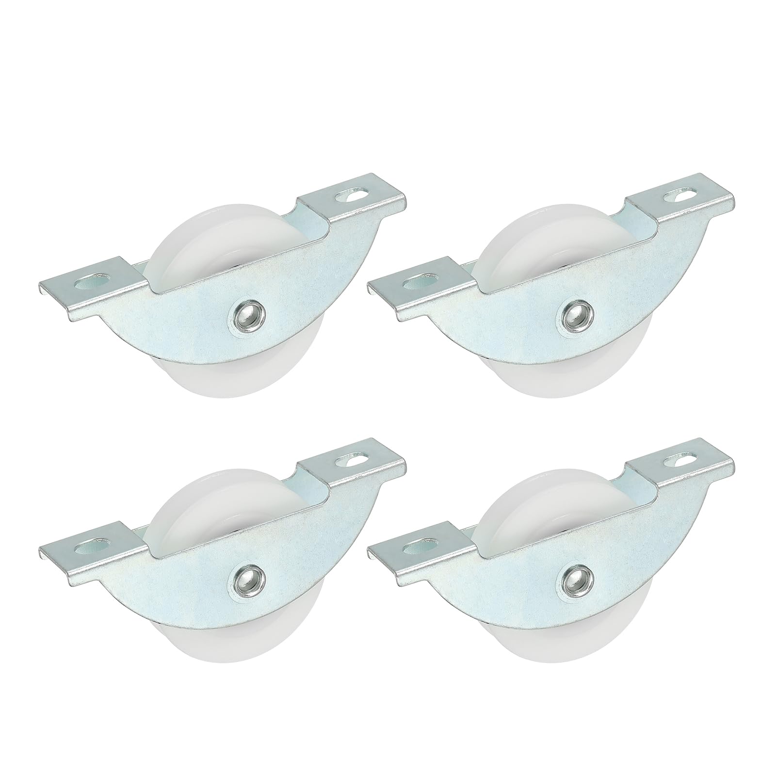 PATIKIL 34mm Sliding Door Nylon Pulley, 4 Pcs Furniture Roller Wheels 5mm Hole Distance for Screen Door Wardrobe Cupboard Closet, Silver