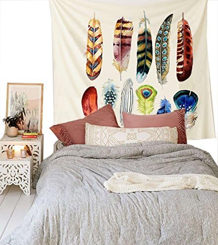 Feather Tapestry Wall Hanging Art Wall Tapestry For Home Decor 60"x 80" (Feather)