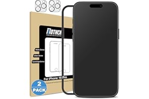 Mothca 2 Pack Matte Glass Screen Protector for iPhone 16 Pro [6.3 inch] + 2 Pack Camera Lens Protector, Anti-Glare & Anti-Fingerprint Case Friendly Tempered Glass Film, Bubble Free, Smooth as Silk