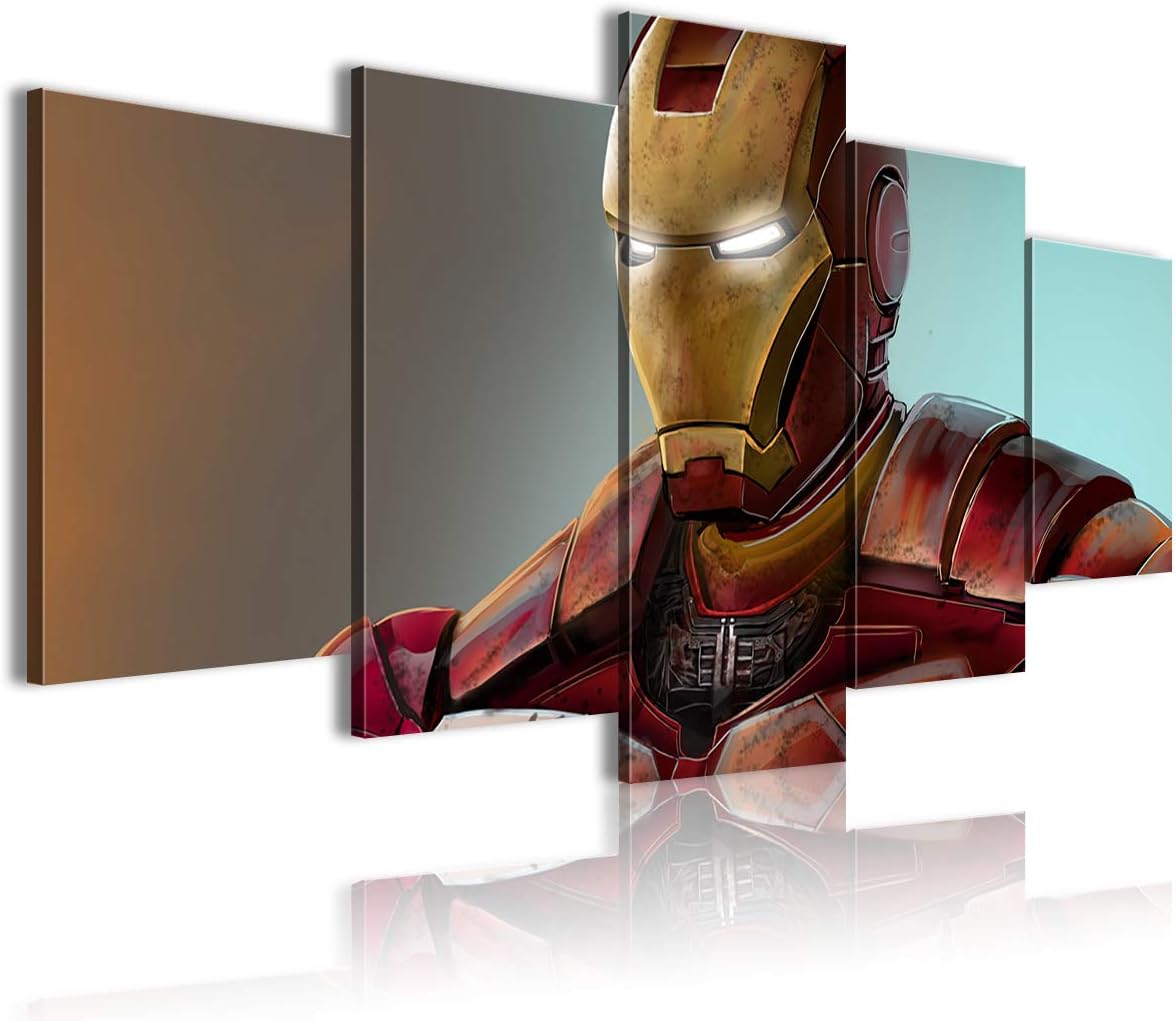 Comics Iron Man Canvas Wall Art Pictures 5 pcs Heal the mood 100x50cm