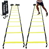 Tubsalah 20ft Adjustable Agility Ladder with Carry Bag | Speed Ladder for Football Soccer Basketball Training Equipment , Footwork Drills, Speed Training, 2 Pack