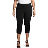 terra & sky women's plus straight leg stretch woven pants