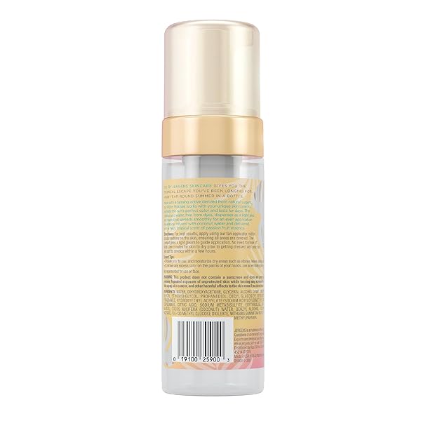 SOL BY JERGENS DEEP WATER SELF TANNER MOUSSE, WATER-BASED SUNLESS TANNER WITH COCONUT WATER FOR FAKE TAN, DYE-FREE TANNING ACTIVE DERIVED FROM NATURAL SUGARS, DEEP COLOR, 5 OUNCE