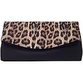 JNB Synthetic Leather Leopard Print Fold Over Clutch