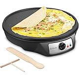 Electric Crepe Maker, iSiLER Nonstick Electric Pancakes Maker Griddle, 12 inches Electric Crepe Pan with Batter Spreader and 