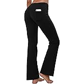 BUBBLELIME 29"/31"/33"/35" 3 Styles Women's Bootcut Yoga Pants Basic/Back Pockets High Waist Workout Tummy Control Flare