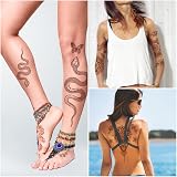 URAQT Brown Red Temporary Tattoo Sticker 12 Sheets Floral Mandala Women Girls view 3